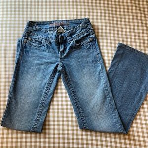 Hydraulic Low Rise Denim Flare Jeans (Size S)